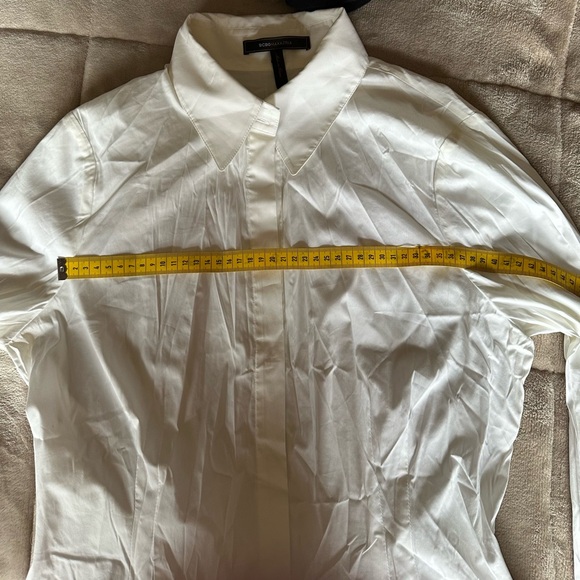 BCBGMaxAzria White Button Down Shirt with Ruffle Cuffs - Picture 7 of 9